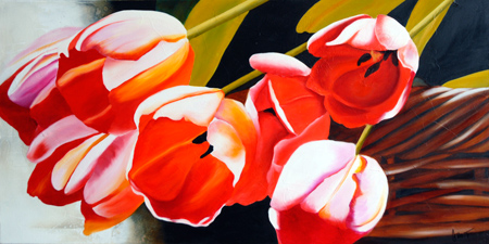tulipe, galerie, Doro T, peinture huile, rouge